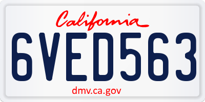 CA license plate 6VED563