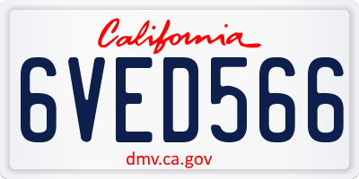 CA license plate 6VED566