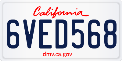 CA license plate 6VED568