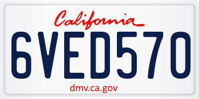 CA license plate 6VED570
