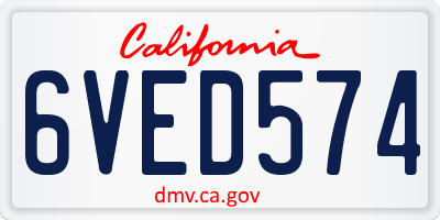 CA license plate 6VED574