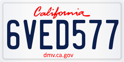 CA license plate 6VED577