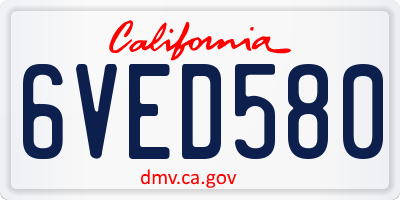 CA license plate 6VED580