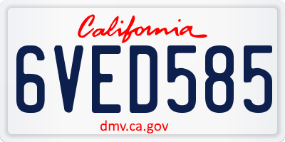 CA license plate 6VED585