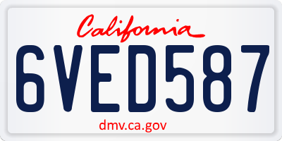 CA license plate 6VED587