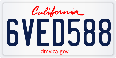 CA license plate 6VED588