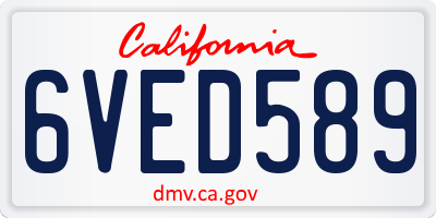 CA license plate 6VED589