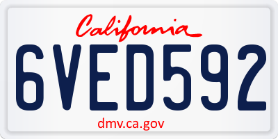 CA license plate 6VED592