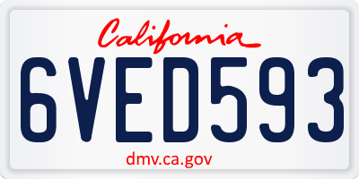 CA license plate 6VED593