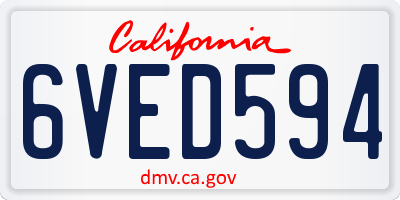 CA license plate 6VED594