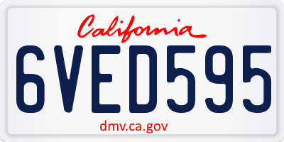 CA license plate 6VED595