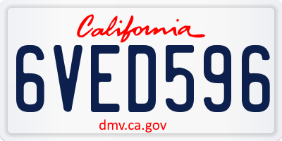 CA license plate 6VED596