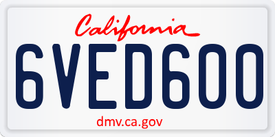 CA license plate 6VED600