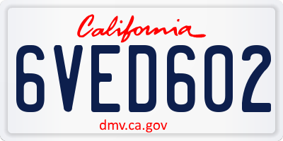 CA license plate 6VED602