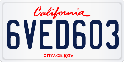 CA license plate 6VED603