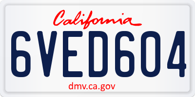 CA license plate 6VED604