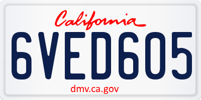 CA license plate 6VED605