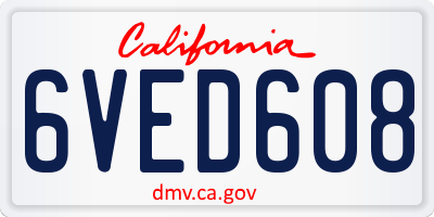CA license plate 6VED608