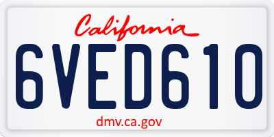 CA license plate 6VED610