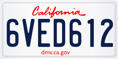 CA license plate 6VED612