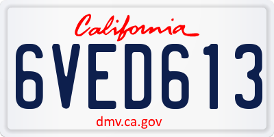 CA license plate 6VED613