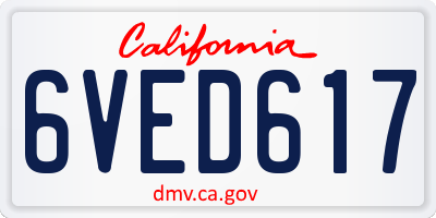 CA license plate 6VED617