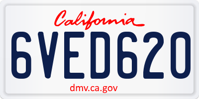 CA license plate 6VED620