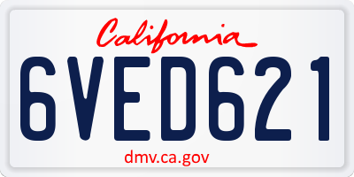 CA license plate 6VED621