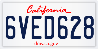 CA license plate 6VED628
