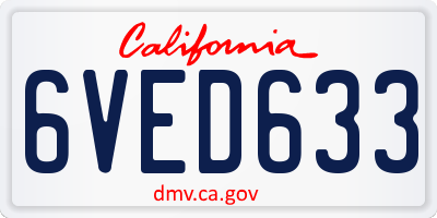 CA license plate 6VED633