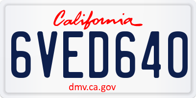 CA license plate 6VED640