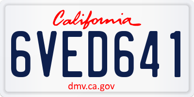 CA license plate 6VED641