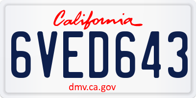 CA license plate 6VED643