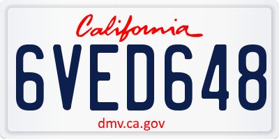 CA license plate 6VED648