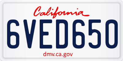 CA license plate 6VED650