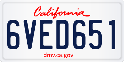 CA license plate 6VED651