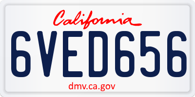 CA license plate 6VED656