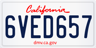 CA license plate 6VED657