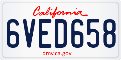 CA license plate 6VED658