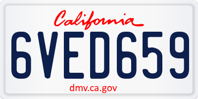 CA license plate 6VED659