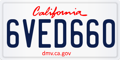 CA license plate 6VED660