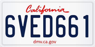 CA license plate 6VED661