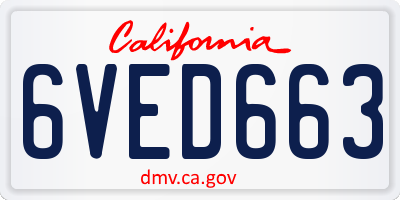 CA license plate 6VED663