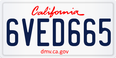 CA license plate 6VED665