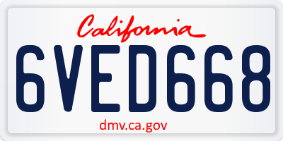 CA license plate 6VED668