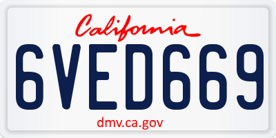 CA license plate 6VED669