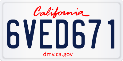CA license plate 6VED671