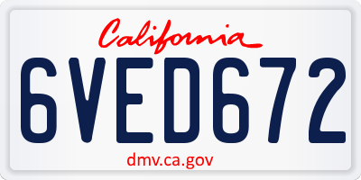 CA license plate 6VED672