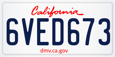 CA license plate 6VED673