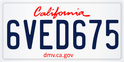 CA license plate 6VED675